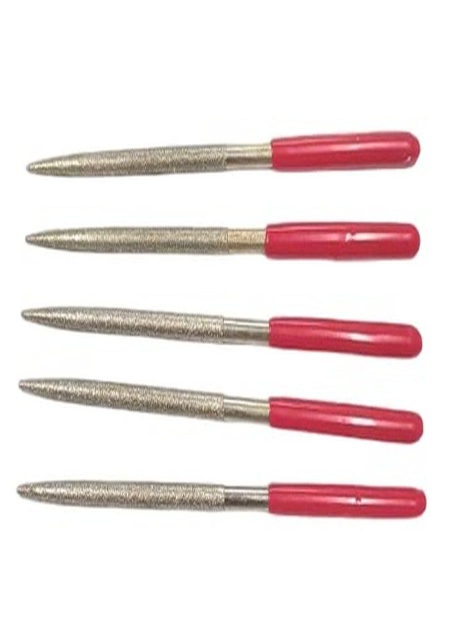 DLEIN Diamond File Round Needle Diamond File for Metal Glass Stone Jewelry Craft Works Grinding Sewing Hand Tool Suit Polishing Dealing Tools for Ceramic Glass Gem Stone and Crafts 140mm(Round 5pc) - Image 1